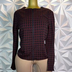 Casual Corner Black and Red Checkered Button Down Shirt